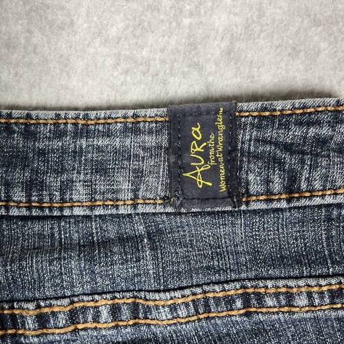 Wrangler Aura Jeans Women's Size 4 Blue Denim Long Bootcut Dark Wash High Rise - Picture 11 of 15