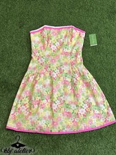 Lilly Pulitzer Jordan Dress Sz 4 Strapless Floral Sunbonnet Lace Tea Party 
