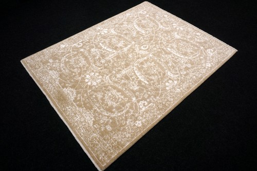 Orient Teppich Isfahan 193 x 151 cm Seide Modern Design Perserteppich Beige Weiß - Bild 2 von 14