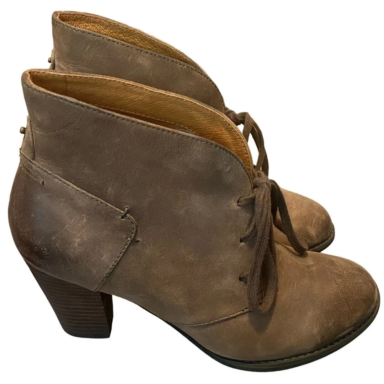 CLARKS "Heath Wren" Stivaletto Donna 7 5M Oxford Taupe Pelle Lacci