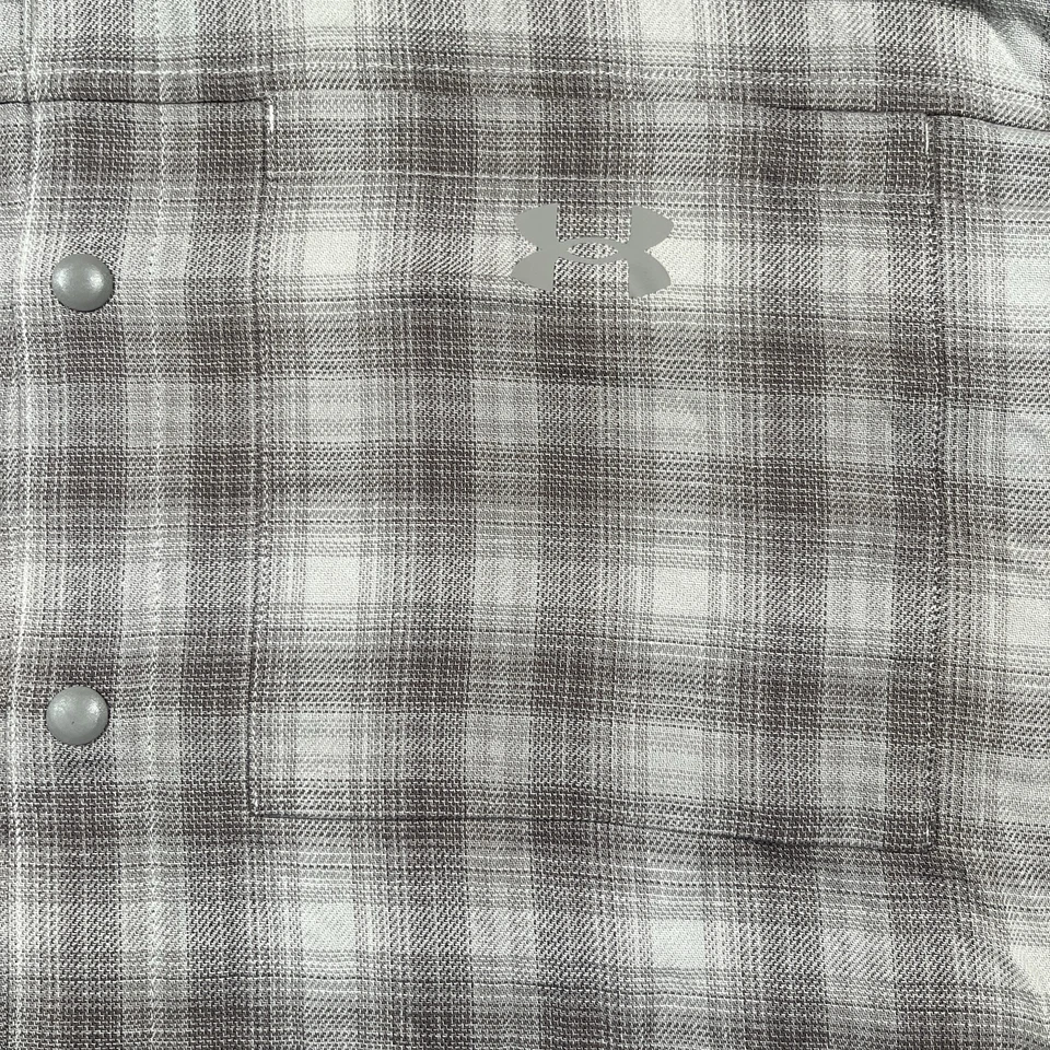 Under Armour UA Tradesman Flex Flannel Shirt Men's XL Gray Plaid Snap EUC - Image 3 of 4
