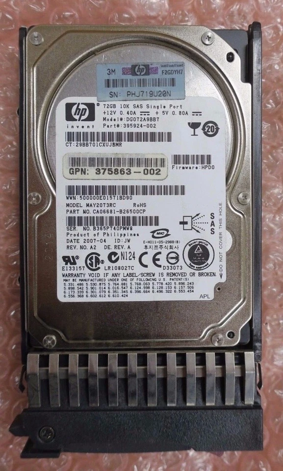 HP 2.5" Single Port 10K 72GB SAS Hot-Plug Hard Drive HDD 376597-001 375861-B21 - Image 3 of 3