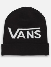 Image of VANS Breaking Curfew Beanie Hat Knit Black New Cuff Bold Logo Unisex OFFICIAL