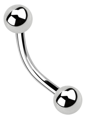 Piercing Schmuck Intim Bauch Brust Banane in 1,6mm mit 2 Verschluss Kugeln Stahl