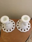 Vintage Westmoreland Milk Glass Doric Lace Candle Stick Holder White set of 2