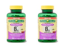  2 Spring Valley Vitamin B12 Tablets, 5000 mcg, 300 Ct 600 Ct Total 