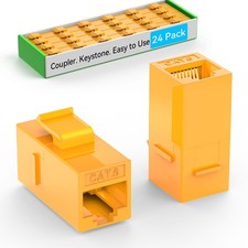 CAT6 RJ45 Keystone Coupler 24 Pcs Female to Female Inline Ethernet Jack Orange