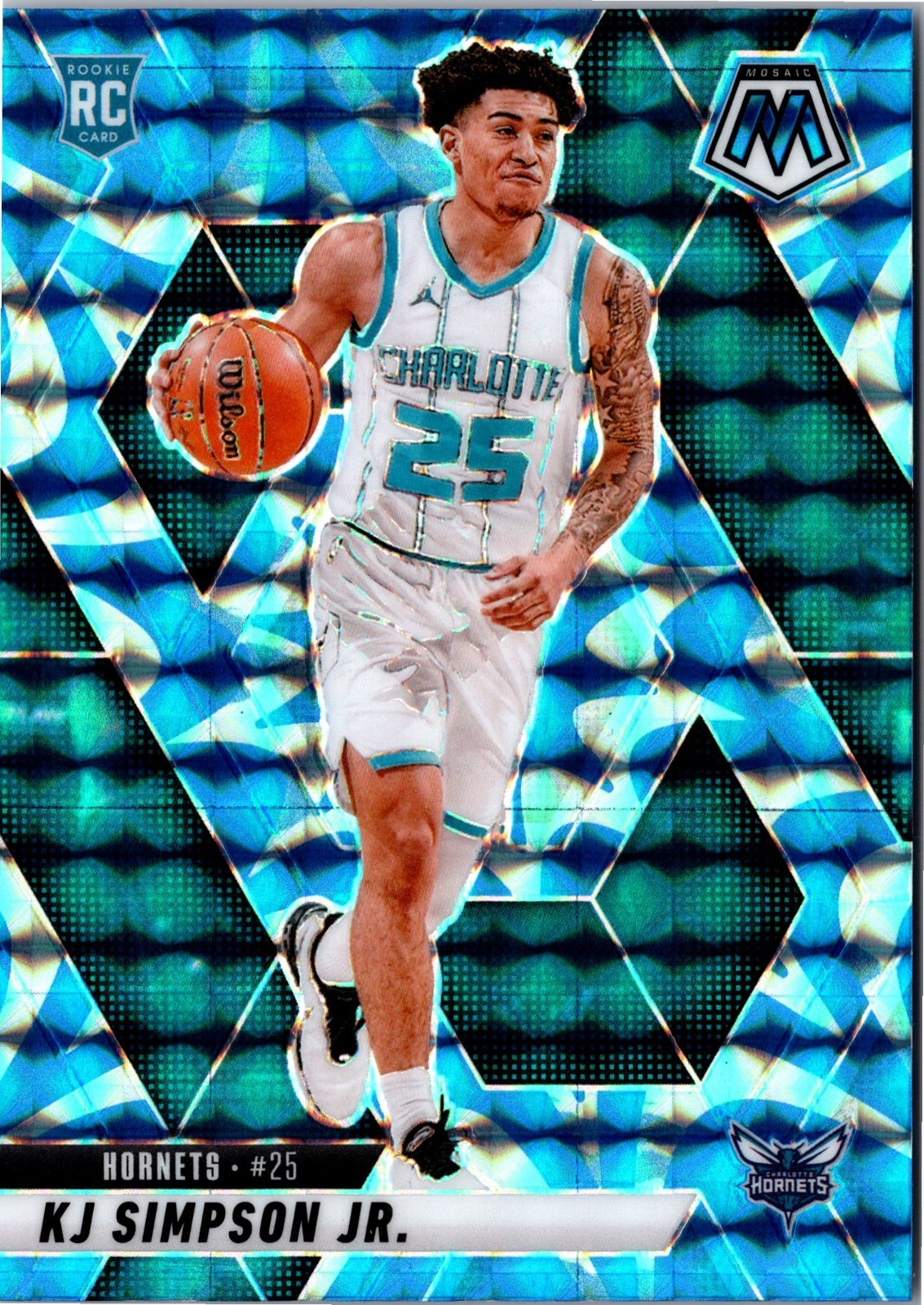 2024-25 Panini Mosaic KJ Simpson Jr. Blue Reactive Mosaic (RC) #239