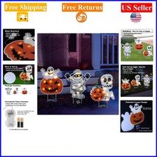 3-Pack Lighted Halloween Yard Signs with Stakes, Pumpkin  Ghost, Outdoor Decor