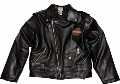 Harley Davidson Patch Motorcycles Faux Leather Vintage Youth Jacket -  M 12/14