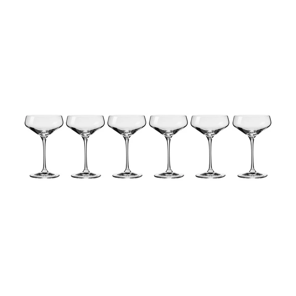 6pc Krosno Avant-Garde 290ml Wide-rimmed Stemmed Cocktail Glass Set Clear