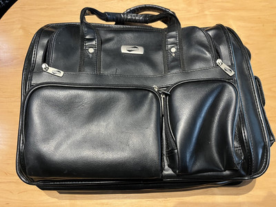 American Tourister Laptop Bag Black Leather Briefcase