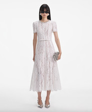 self-portrait - White Sequin Lace Midi Dress - Size US10 - MSRP 595 - NWT