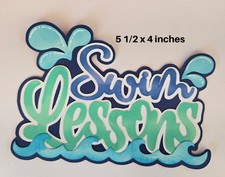 SWIMLESSON TITLE scrapbook premade paper piecing 3D die cut by Rhonda