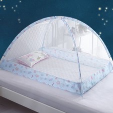 Baby Crib Net Folding Free Installation Steel Wire Breathable Infant Bed Mesh