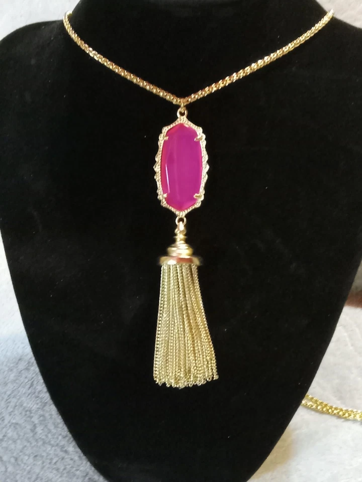 Collar Kendra Scott Everly Borla Ágata Rosa 38" Con 2" Ext. Difícil de encontrar raro Foto 2 de 4