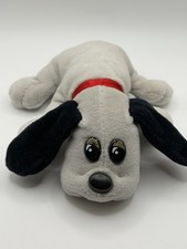 Pound Puppies Grey With Black Plush Puppy with Red Collar 8  Vintage 1986 Tonka