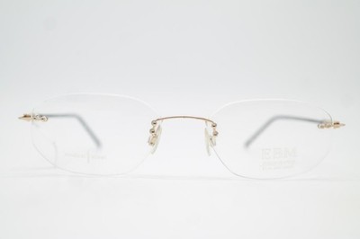 Vintage Brille EBM 3004/1 Gold plated 23 ct. Gold Schwarz Randlos Brillengestell