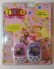 Playmate Toys 1998 Nano Pet Puppy Family Pink & Purple NEW Packaging Damage