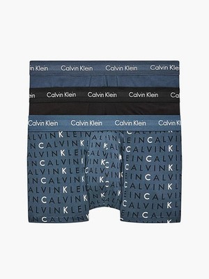 Calvin Klein - 3er Pack Low Rise Trunk - Hemisphere Blue/ Subdued Logo / Black