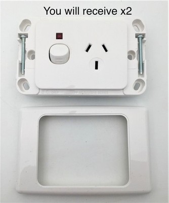 Clipsal 2015-WE Single Power Point Switch 10A 250VAC Red Indicator Light  x2
