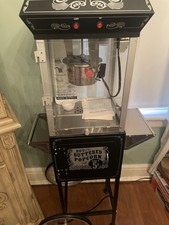 FunTime FT421CB 4oz Black Popcorn Popper Machine Maker Cart Vintage Style