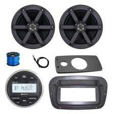 JBL Marine Radio, Spa Bezel, Adapter, Antenna, 2x 6.5" 100W Black Speaker w/Wire