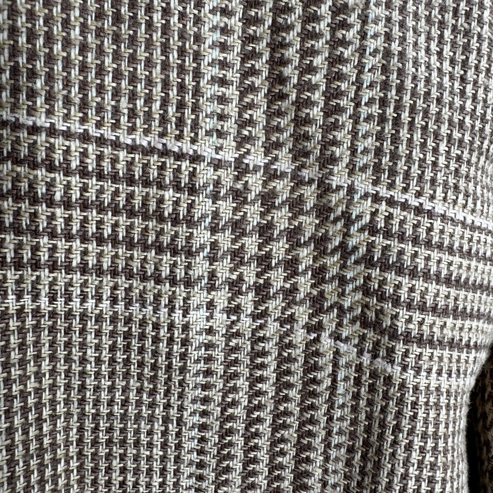 Lauren Ralph Lauren 100% Linen Houndstooth Blazer Womens 18w Tan Old Money Plaid - Image 4 of 4