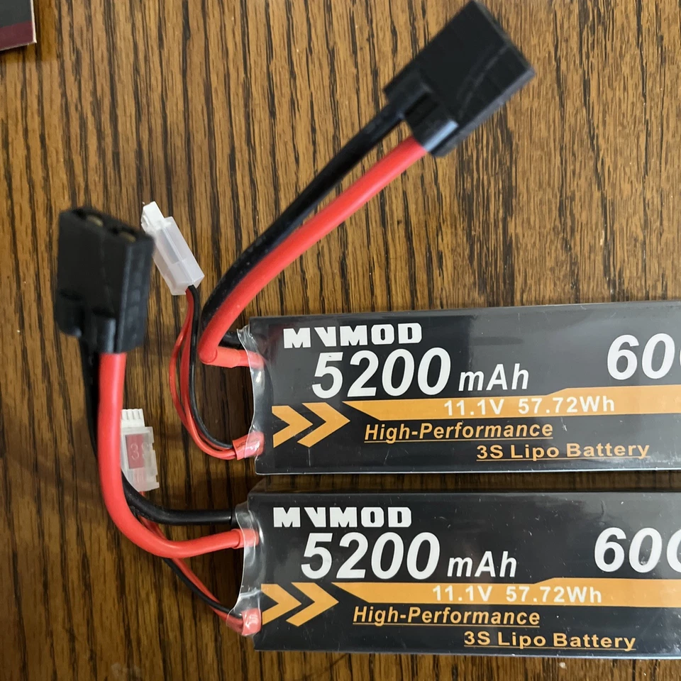 11.1V 3S LiPo Battery 2 Pack, 5200mAh 60C 57.72Wh RC Lipo 2 Batteries New - Image 2 of 4