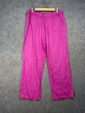 Marks Spencer Trousers Womens Size UK 16 Pink Flax Linen Wide-Leg Lagenlook