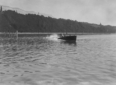 Water skiing competition Lake Bourget Aix les Bains during summer - 1935 Photo
