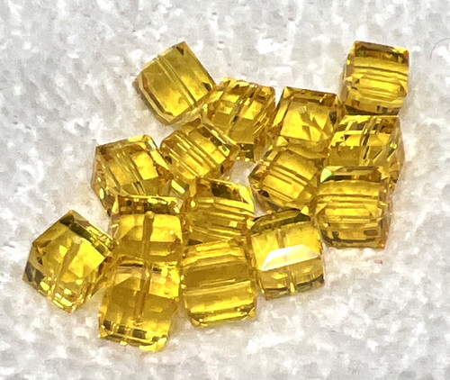 15 Vintage Swarovski Square Pillow Cut Crystal Beads 1/4” Never Used Yellow