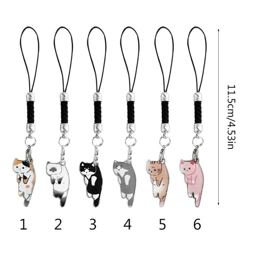 Cute Cat Phone Strap Bag Hanging Pendant Y2K Keychain Women Girls Jewelry Gift - Photo 8 sur 11