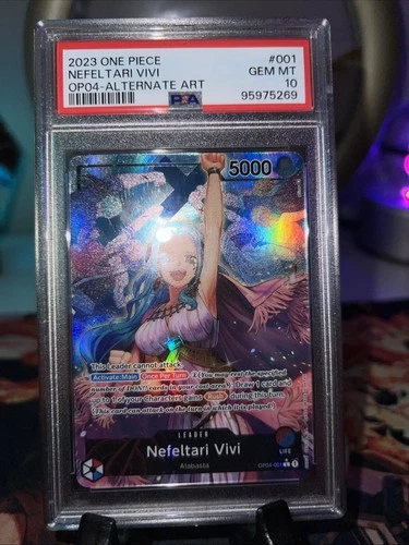 👊OP04 - Kingdom Of Intrigue - Nefeltari Vivi Alt Art Leader PSA 10 - OP04-001