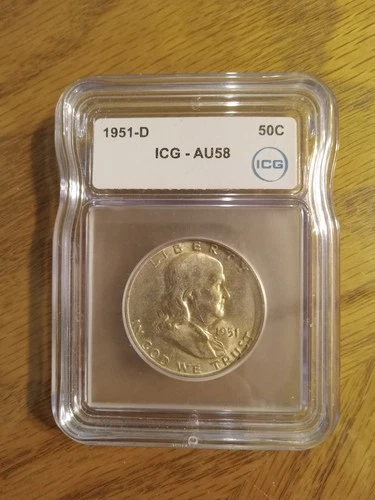 1951-D Franklin Half Dollar Silver Business Strike Coin ICG-AU58