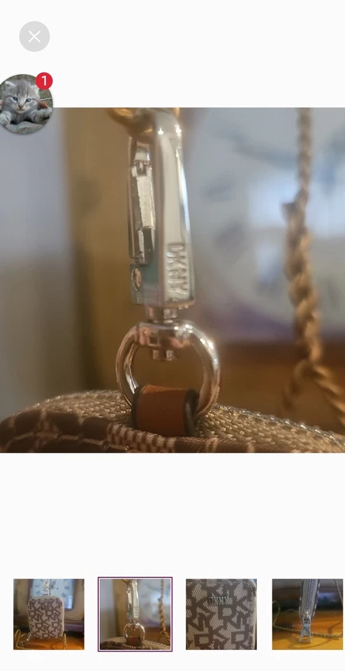 Mini billetera/monedero/accesorio con clip DKNY con monograma vintage con etiquetas Foto 2 de 4