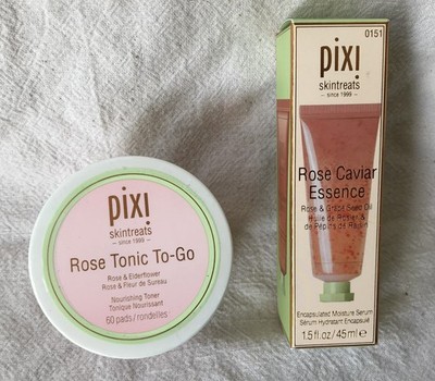 NIP Pixi by Petra Rose Skincare Bundle - Rose Tonic To-Go, Rose Cavier Essence