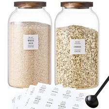 2 PCS Large Glass Jar With Lid  Glass Food Storage Jars for Flour,Sugar,Coffee...