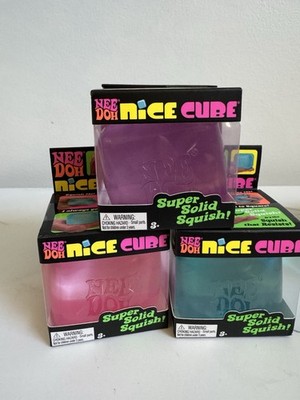 Lot OF 3X SCHYLLING NeeDoh Nee Doh Nice Cube Super Solid Squish Blue Purple Pink