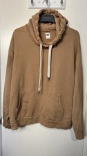 NSF Clothing Tan Distressed Hoodie Sweatshirt Women  s Size M Made in USA 100 Co