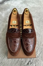 Authentic Gucci Vintage Croc Leather/Suede Mens Loafer US9 EU42.5 GUCCI/UK8.5