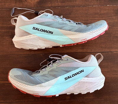 Salomon Sense Ride 5 Men s Low Top Mesh Drawstring Sneakers Gray Green No Insole