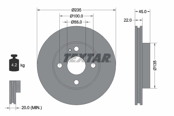 2Er-Set 2Er Set Bremsscheibe Textar 92071500 Mazda B26Y3325XA Mazda BJ0Y3325X-image
