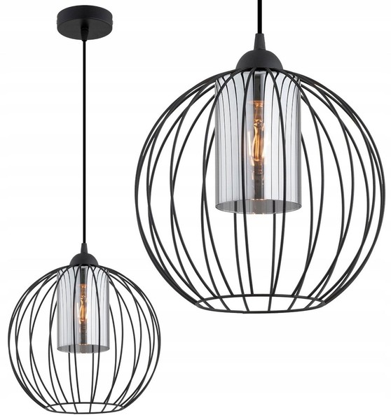 Pendelleuchte Esstisch Glas Schwarz Metall E27 B:30 Cm HäNgelampe Esszimmer-image