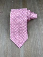 IKE BEHAR New York Silk Tie Designer Geometric Pink W3.75xL58 Made in USA Luxury