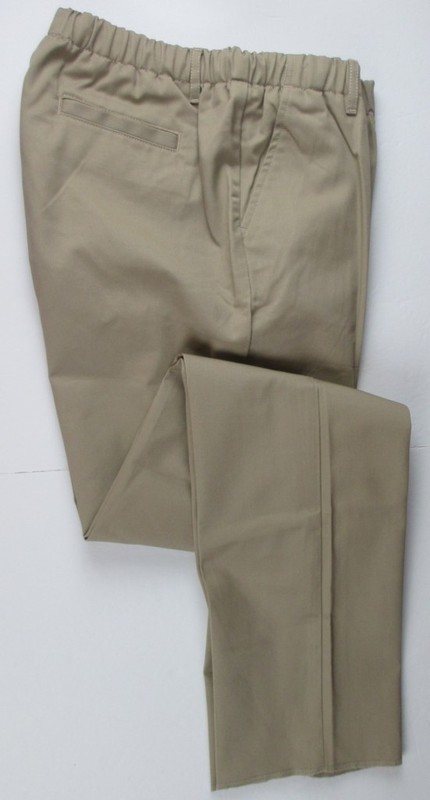 LANDS END Khaki Uniform Elastic Waist Pull-On Chino UNHEMMED Pants Girls 16+ NEW
