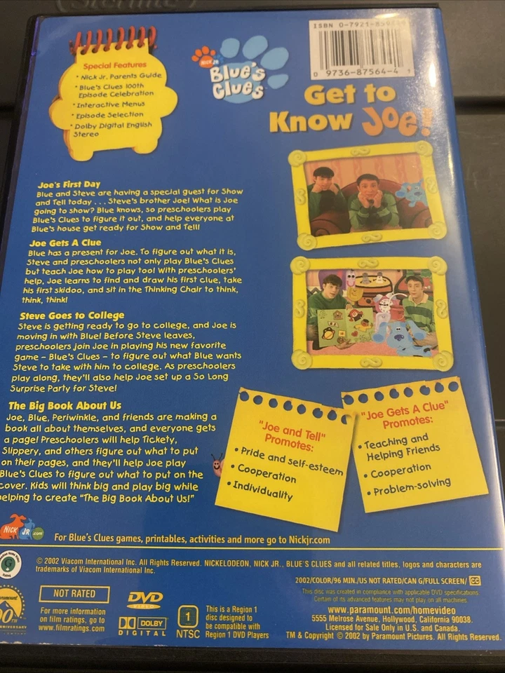 Blue's Clues: Get To Know Joe (DVD, 2002) - Image 3 of 3