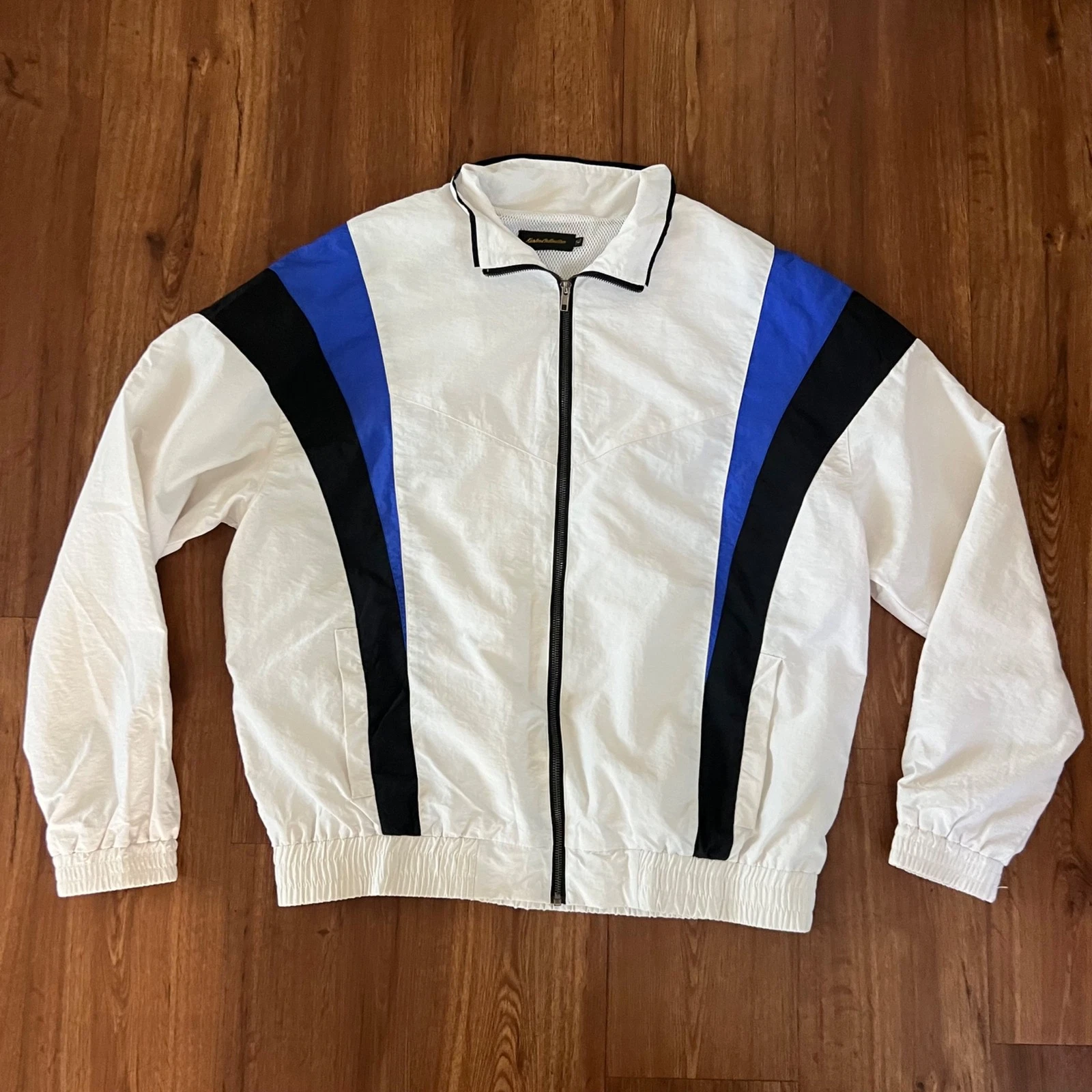 Karter Collection Track Black & Blue Striped Windbreaker Jacket