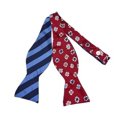Brooks Brothers Reversible Silk Bow Tie Red Blue Floral NEW