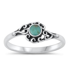 Cute Swirl Heart Turquoise Cute Ring New .925 Sterling Silver Band Sizes 4-10